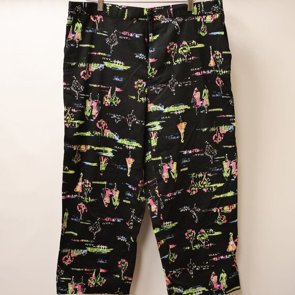 White Stag Womens Stretch Pull-On Capri Pants Black Print Plus Stretch 18W Cotto - Picture 1 of 8
